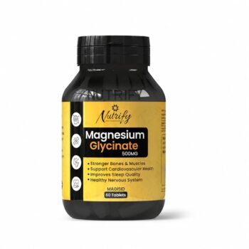 Nutrify Magnesium Glycinate 500mg – Sleep, Muscle & Heart Support (60 Tablets)